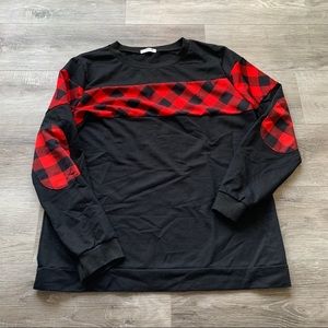 Blooming Jelly buffalo plaid elbow patch sweater